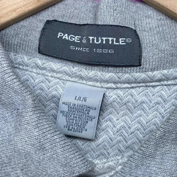 Page & Tuttle Men's Large Grey Polo Shirt Quarter Button Up - Picture 3 of 6